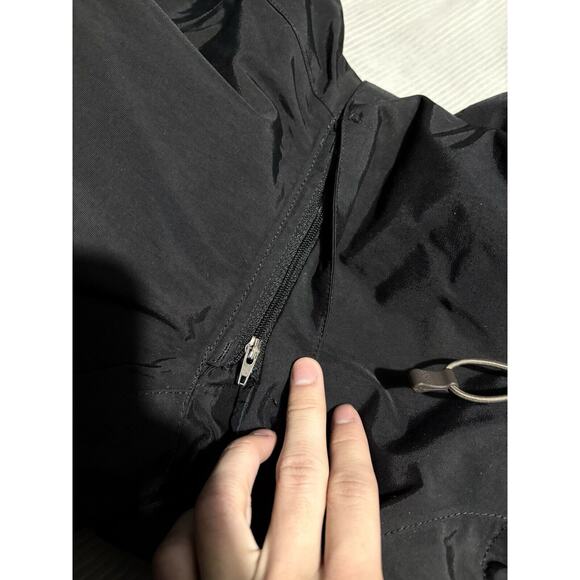 North Face Hyvent Jacket Multi Pocket Removable Hood Cargo Black Brown Logo Coat - Picture 9 of 13
